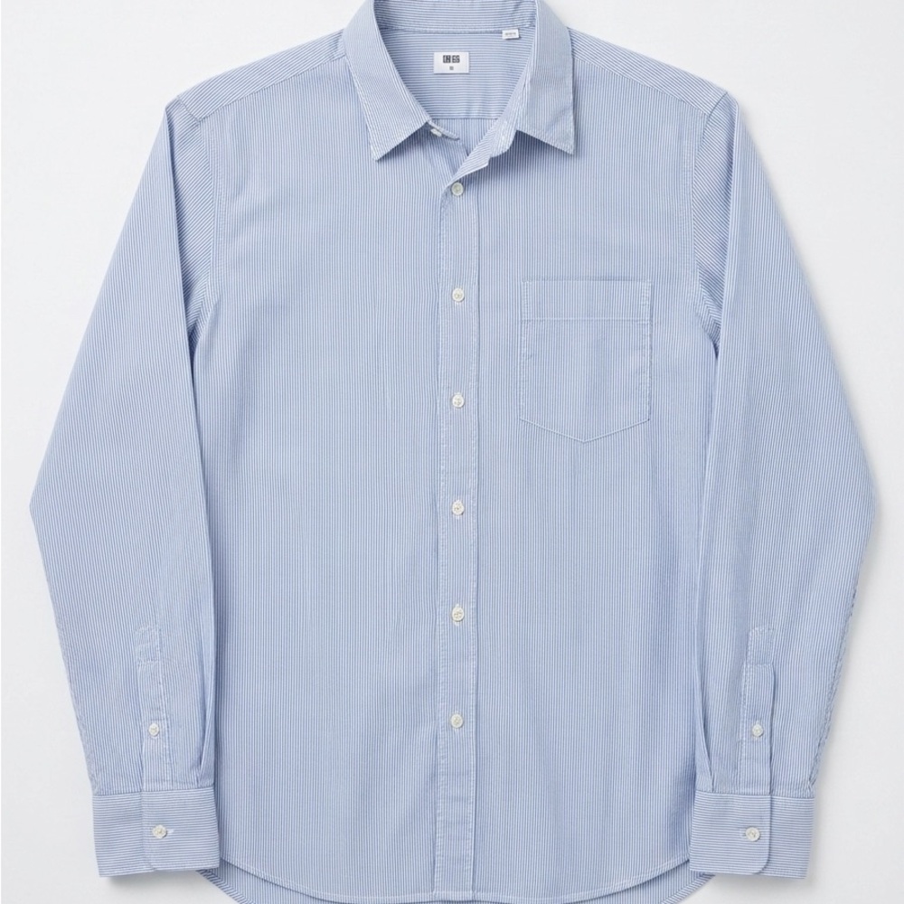 Uniqlo Men's Blue Striped Button Down Shirt